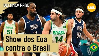 OLIMPÃADAS 2024 ESTADOS UNIDOS DÃƒO SHOW VENCEM E ELIMINAM BRASIL NO BASQUETE [upl. by Monique]