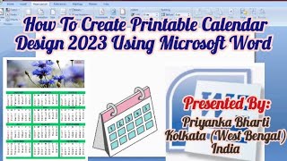 How To Create Printable Calendar Design 2023 Using Microsoft Word  Create One Page 2023 Calendar [upl. by Vladimir]