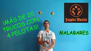 ¡Más de 20 trucos con 4 pelotas Malabares [upl. by Marti]