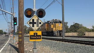 UP 637 Florin Flyer Local SACRT With Nimbus Rd Railroad Crossing Yellow Flasher Rancho Cordova CA [upl. by Hallett851]