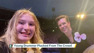 Student invited to play drums for The Killers at Norwich concert  5 News [upl. by Notyard]