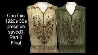 Part 2  A vintage 1920’s 30’s embroidered cotton dress gets new life with dying [upl. by Correna]