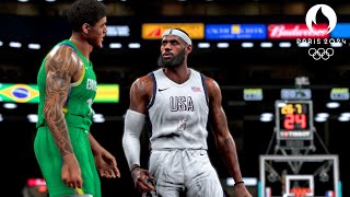 NBA 2K24 Live Simulation  USA vs Brazil FULL GAME  Olympic Mens Basketball Quarterfinals [upl. by Rimaj]