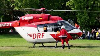 DRF Luftrettung Hubschrauber Christoph Weser Start in Delmenhorst  Tag der Helfer [upl. by Lebasiram]