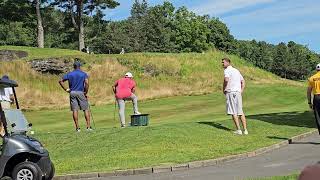 Adrian Beltre Pudge Rodriguez Ian Kinsler 9th hole Leatherstocking Golf Course 71924 Cooperstown [upl. by Georgeanna428]