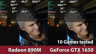 GeForce GTX 1650 vs Radeon 890M Ryzen AI 9 HX 370 Comparison in 10 Games at 1080p [upl. by Chemaram153]