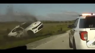 Dodge Charger rolls over after Florida police viciously ended the pursuit [upl. by Htrowslle257]