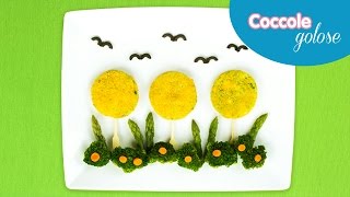 Spiedini di mini burger vegetariani a forma di alberelli  Ricette per bambini di Coccole Sonore [upl. by Huei]