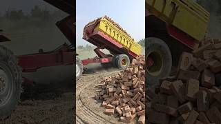 MASSEY Ferguson 385 Hydraulic Power Unloading Bricks TROLLY [upl. by Baten207]