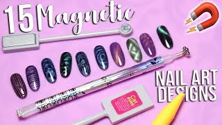 15 Magnetic Nail Art Designs [upl. by Junie194]