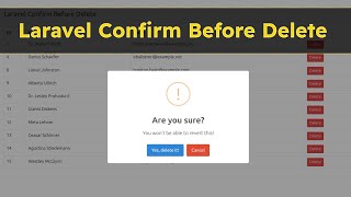 Laravel Confirm Before Delete  Laravel Sweet Alert Confirmation Box [upl. by Wengert]