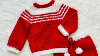 How to crochet pullover sweater for boys and girls from 03m and up to 24M EASY CROCHET PATTERN [upl. by Sophy]