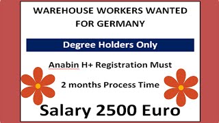 GERMANY WORK PERMIT FOR WAREHOUSE WORKERS DEGREE HOLDERS ONLY SCHENGEN VISA EUROPE EMPLOYER DHL [upl. by Tutto]