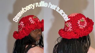 Strawberry crochet ruffle hat tutorial part 2 [upl. by Dinah]