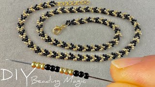 Simple Seed Bead Necklace Seed Bead Jewelry Making Tutorials for Beginners [upl. by Lutero437]