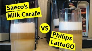 Latte Macchiato Milk Carafe Saeco Picobaristo vs LatteGo Philips EP324670 [upl. by Seka]