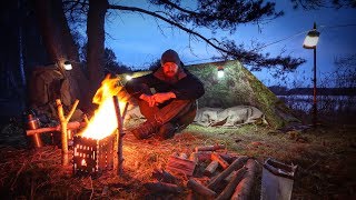 24H Biwak am See mit neuer Ausrüstung  Biwaksack Tarp Messer Stockbrot  Overnighter Übernachtung [upl. by Yuri]