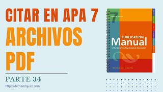 Cómo Citar Archivos PDF en APA 7ma Edición Todo lo que Debes Saber  Citas y Referencias Académicas [upl. by Etnovert]