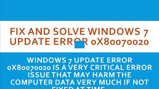 Fix and Solve Windows 7 Update Error 0x80070020 [upl. by Alaj]