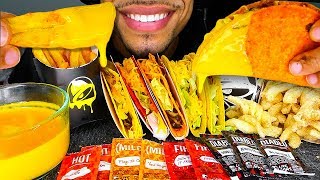 ASMR TACO BELL NACHO CHEESY FRIES CINNAMON TWIST MUKBANG FAST FOOD SAVAGE EATING NO TALKING JERRY [upl. by Nekial]