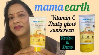 Mamaearth vitamin C daily glow sunscreenreview amp demomamaearth vitamin C sunscreen☀️mamaearth [upl. by Nahem93]