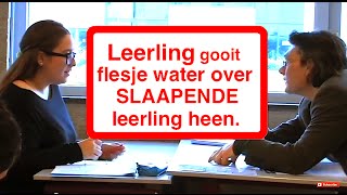 LEERLING GOOIT WATER OVER SLAPENDE LEERLING HEEN [upl. by Eissahc]