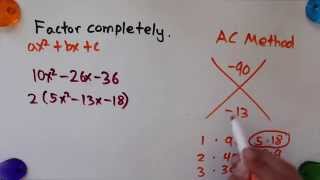 Factoring Quadratic Expressions AC Method  Learn With Color [upl. by Zeba]