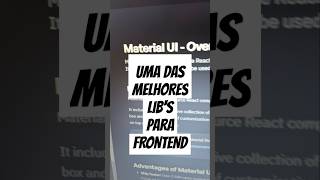 uma das melhores bibliotecas lra FRONTEND [upl. by Tanner]