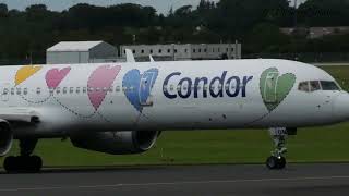 Boeing 757 ROCKET out of Düsseldorf Airport  Condor 757 “Wir Lieben Fliegen Livery” [upl. by Anad]