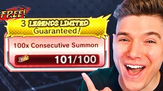 Free Legends Limited Guaranteed 100x Summon on Dragon Ball Legends [upl. by Pierrepont]