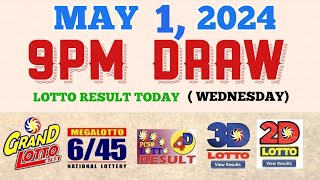 Lotto Result Today 9pm draw May 1 2024 655 645 4D Swertres Ez2 PCSO [upl. by Panthea]