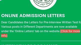 Online Admission Letters II SPSC Official II Preinterview Written Test for various postsspsc [upl. by Eveneg]