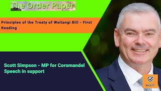 Scott Simpson on the Principles of the Treaty of Waitangi Bill  First Reading [upl. by Anaujnas463]