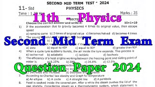 11th Physics 2nd mid term question paper 2024  11th Physics Second mid term question paper 2024 [upl. by Nimoynib]