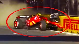 Carlos Sainz Sergio Perez crash accident at Azerbaijan Grand Prix on penultimate lap  Formula 1 [upl. by Harewood602]