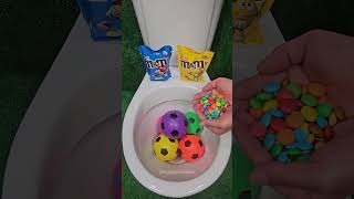 Will it Flush  Colorful MampMs vs Rainbow Football Balls In Toilet Experiment shorts [upl. by Oirasan]