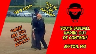 Affton MO Youth Baseball Umpire Bumps First Base Coach On Purpose and Ejects Him [upl. by Leay110]