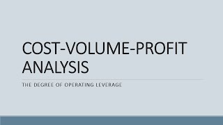 Cost volume profit analysis 4 Degree of operating leverage [upl. by Garin431]