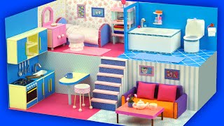 DIY Miniature cardboard Dollhouse and furniture with measurements [upl. by Nirre]