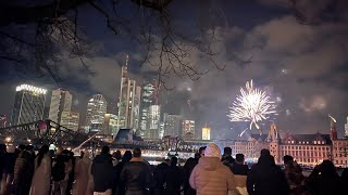 New Years Eve 2024 Fireworks amp celebrations in Frankfurt Germany [upl. by Ancilin]