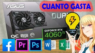 Consumo electrico de TARJETA DE VIDEO en juegos premiere pro photoshop word excel y power point [upl. by Audy]