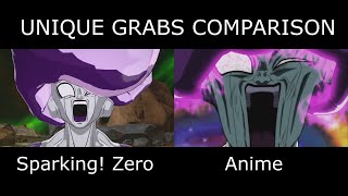 Unique Grabs Origins Side by Side Comparison Dragon Ball Sparking Zero  Anime [upl. by Ellehcal]