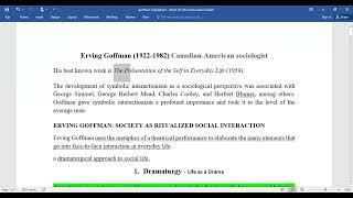 Goffman Theory of Dramaturgy Front Stage and Back Stage [upl. by Cod]