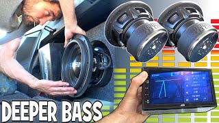 DEEPER BASS w 2 10quot Subwoofers Installing NEW Car Audio Head Unit  How To Set Speaker Crossovers [upl. by Malissia]