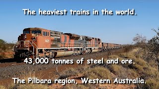 BHP Iron Ore trains heaviest in the world Pilbara Western Australia [upl. by Agem811]