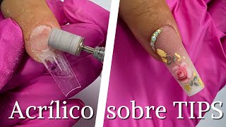 APRENDE a Aplicar ACRILICO Sobre TIPS  como poner Tips en las uñas  uñas acrílicas  tendencia [upl. by Seleta]