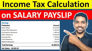 Income Tax Calculation on Salary Payslip  How to Calculate Income Tax Calculator [upl. by Aztiraj]