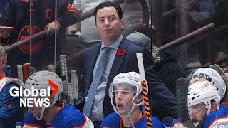 Edmonton Oilers manager discusses quotdifficultquot decision firing coaches Jay Woodcroft Dave Manson [upl. by Petie]