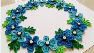 Paper Quilling Wreath For beginner Learning video 28  Paper Quilling Flower Wreath [upl. by Eecats]