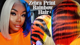 The First Rainbow Zebra Print Wig On YouTube 😳  In Depth  Laurasia Andrea [upl. by Nirmak466]